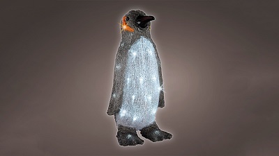 Acrylic Penguin 33cm - Cool White | Kaemingk